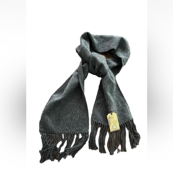 ALPACA CAMARGO Alpaca Scarf Grey Fringe Unisex Gray Neutral Minimalist Peru NWT - Picture 1 of 11